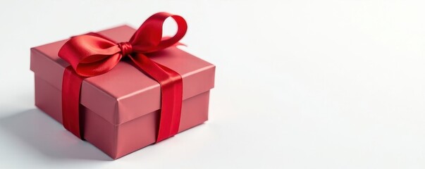 Obraz premium Luxury chocolate box, tied with a red ribbon, white background , festive, tied, sweet