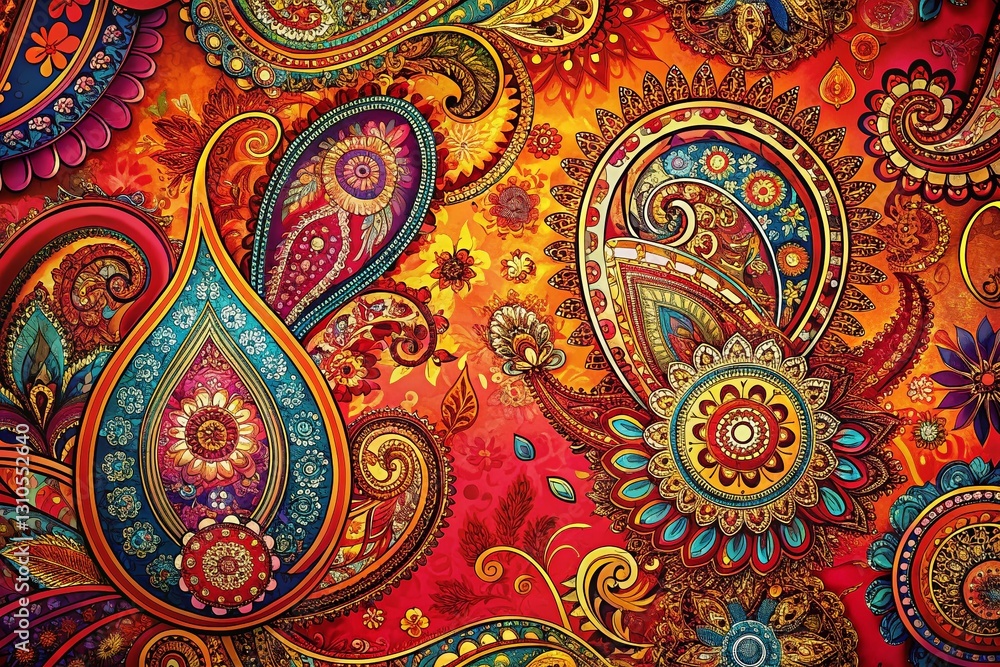 Poster intricate paisley pattern background: elegant design with copy space for text or logo