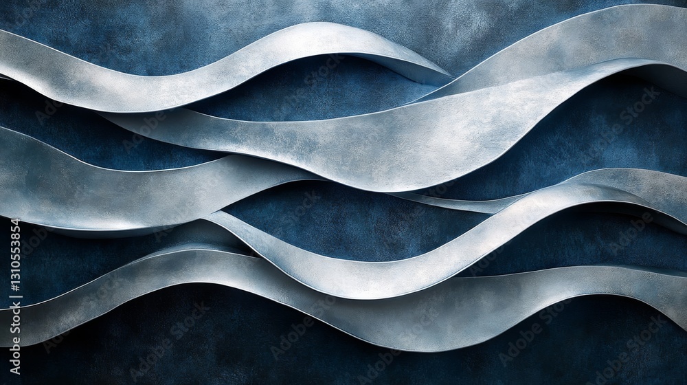 Poster abstract artwork showcasing textured wave like forms in overlapping layers