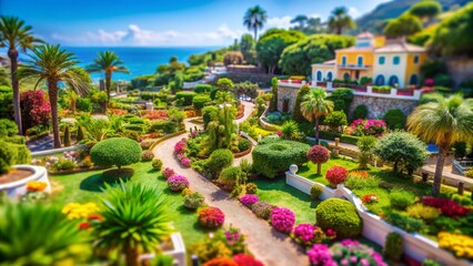 Fototapeta premium Ischia's Giardini La Mortella: Miniature Garden Paradise, Italy
