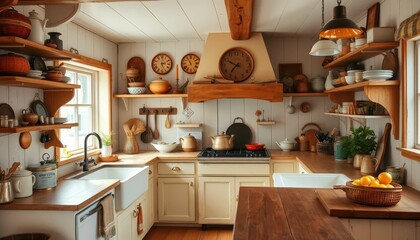 Cozy Rustic Kitchen with Natural Lighting and Wooden Accents