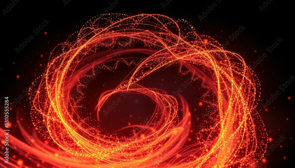 Poster Spiraling Red Light Trails Creating Abstract Stunning Background Design