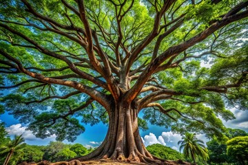 Isolated Tropical Ebony Tree: Architectural Design Element Stock Photo