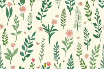 Delicate Floral and Botanical Pattern Design for Wallpaper or Fabric