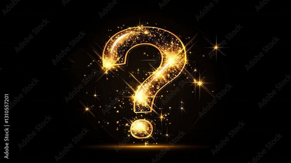 Aufkleber minimalist question mark icon with glowing bursts in modern flat style on a dark background for crea