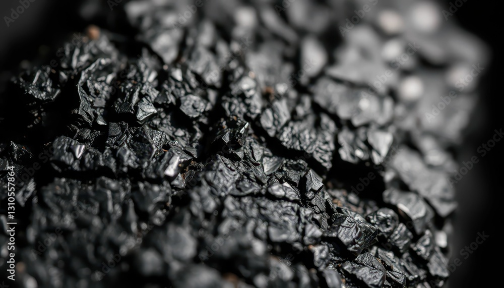Poster detailed macro shot of black textured surface with cracks and patterns