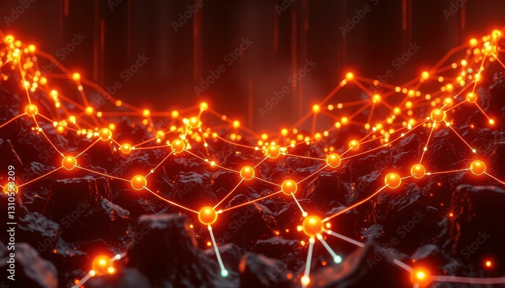 Poster vivid abstract representation of digital network on lava background