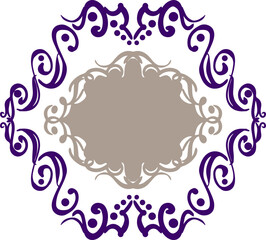 blue vintage pattern border frame with grey background