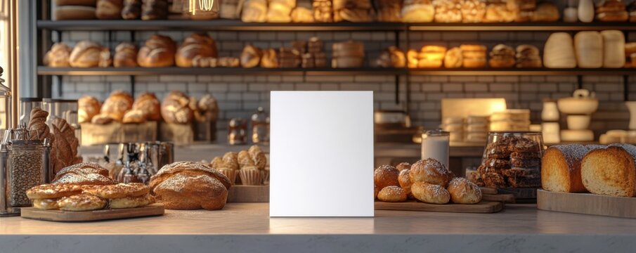 Bakery Menu Mockup: Delicious Breads and Pastries on Display