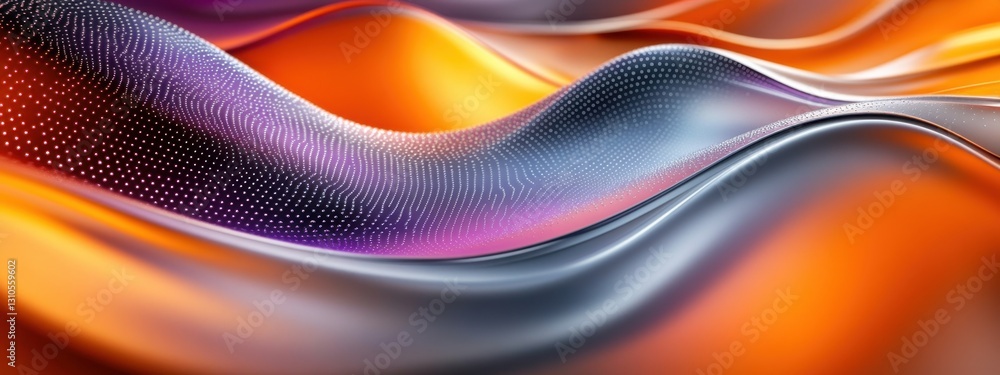Poster vibrant abstract waves of color flowing elegantly in a digital dreamscape design