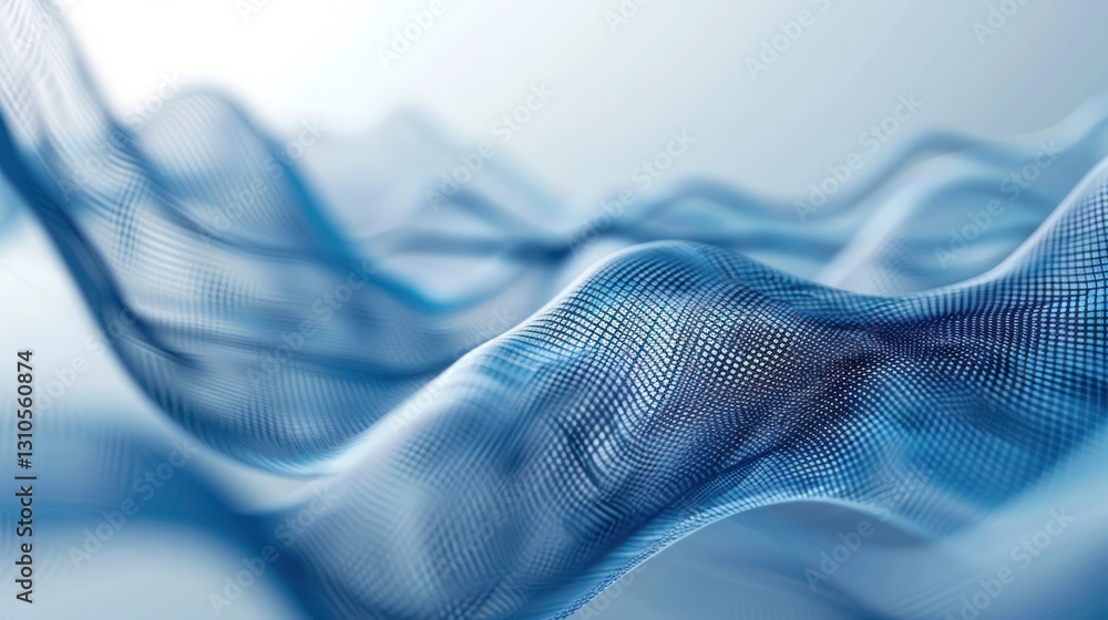 Poster abstract blue waves flowing across a soft gradient background