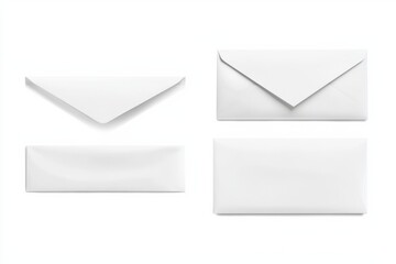 Standard 10 envelope with flap in front and back views isolated on white background