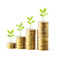 Investment Growth: Coins with Plants
