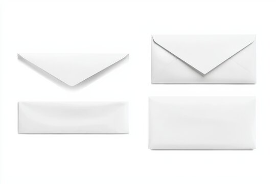 Standard 10 envelope with flap in front and back views isolated on white background