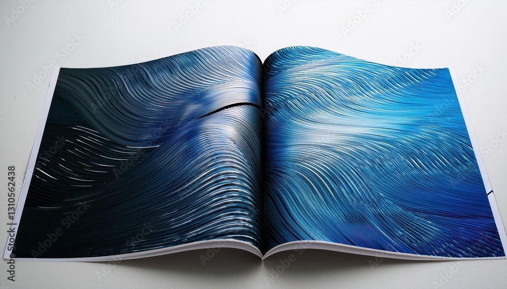 Aufkleber oceanic waves texture mockup crashing foam swells against a minimalistic magazine page, embracing th