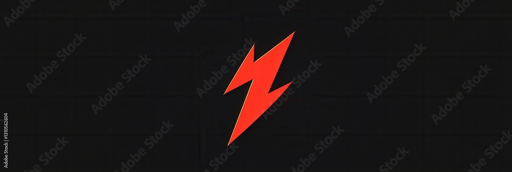 Aufkleber bold red lightning bolt icon on deep black background creates striking visual contrast and symbolize