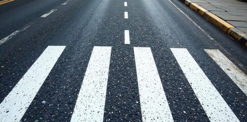 Bold white stripes on black road surface Simple, effective pedestrian crossing sign , traffic, black