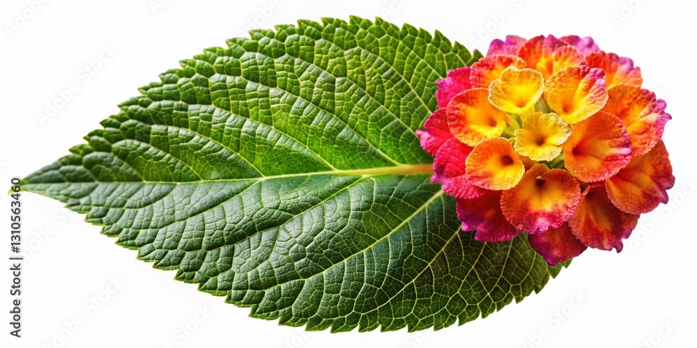 Poster lantana leaf double exposure: elegant botanical stock photo with clipping path