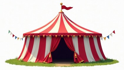 Classic striped circus tent, vibrant colors, isolated , celebration, striped, clipart