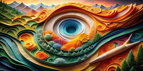 Layered Paper Art: Abstract Paintbrush Stroke Design - Stock Photo