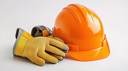 Safety Gear Set with Hard Hat and Gloves for Construction Work