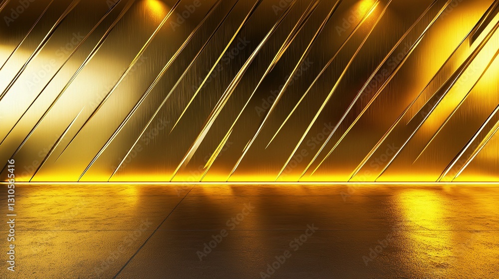 Poster shiny gold abstract wall texture with dynamic lines and lighting