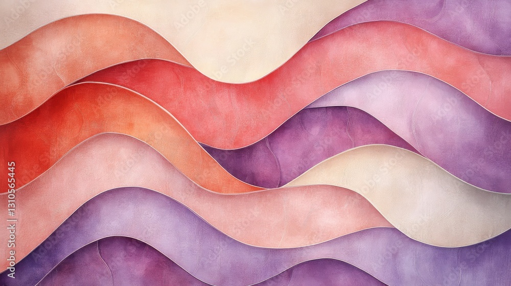 Poster colorful overlapping layered shapes form a design of gentle curves