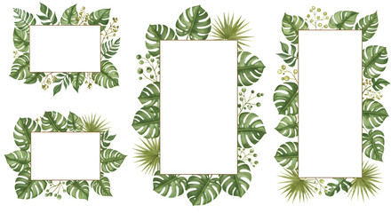 Obraz premium Tropical Frames Collection with Lush Monstera Leaves and Palm Fronds