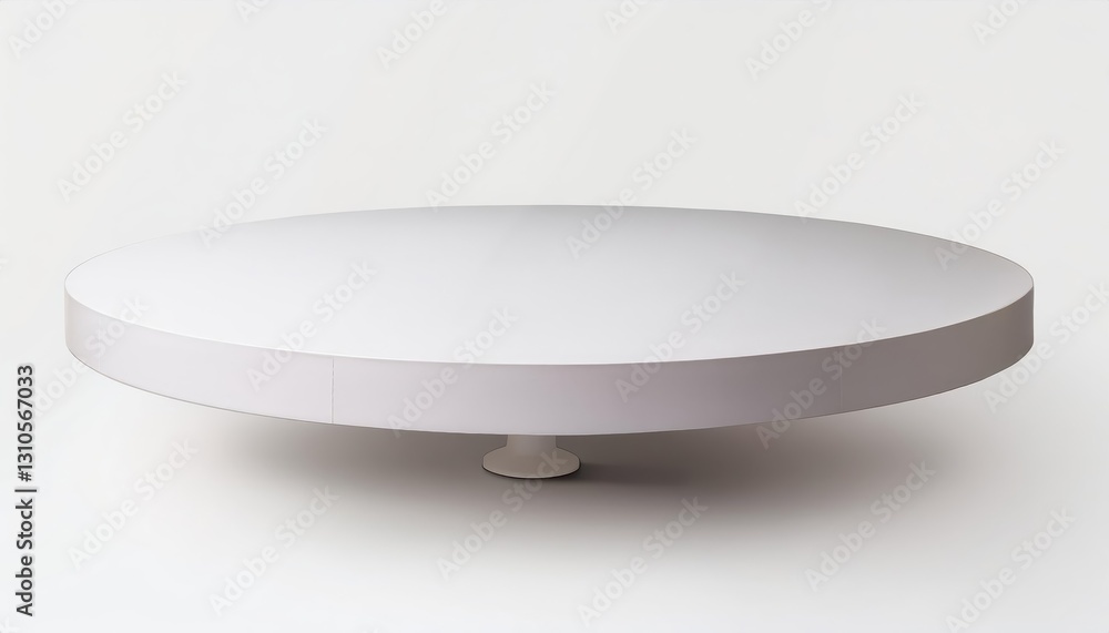 Poster isolated white round table against a minimalistic backdrop elegant, timeless design element for mode