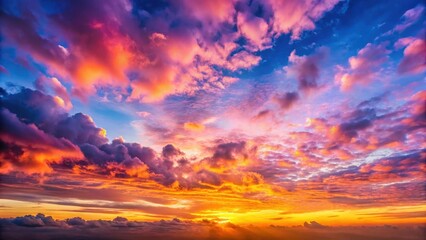 Fototapeta premium Detailed panoramic sunrise sky with vibrant colorful clouds, soft pink hues and gentle morning light