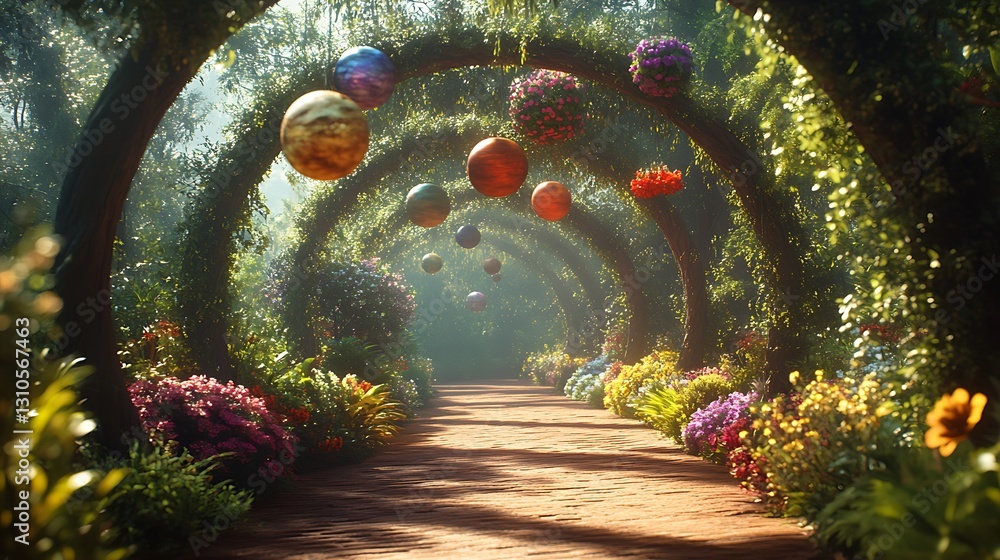 Poster ethereal connection between terrestrial realm and celestial sphere materializes as intertwining embr