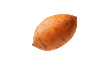 Large orange potato with a brown spot on it, isolated