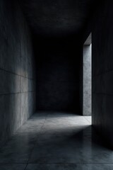 Obraz premium Black concrete interior, grunge aesthetic Minimalist, dark setting , minimal, still life