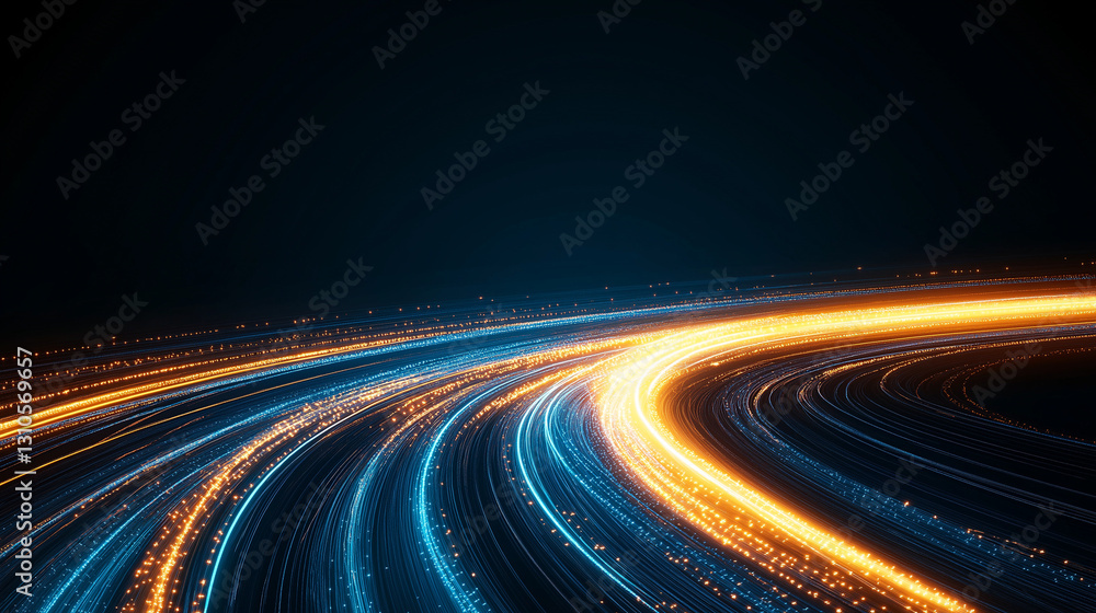 Poster luminous highway: abstract representation of a glowing highway, illuminating a path through a futuri