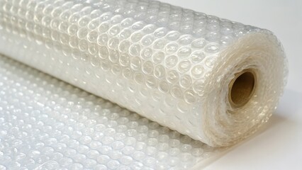 Roll of Bubble Wrap on White Background