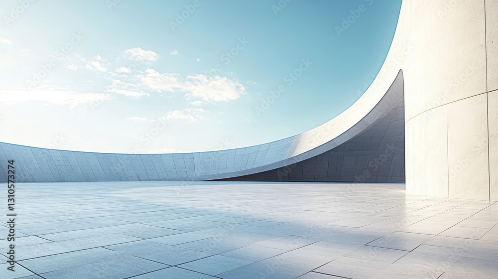 Poster a white building with curved walls on the sea, a 3d rendering of an architectural design style