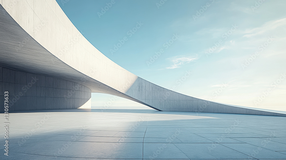 Poster a white building with curved walls on the sea, a 3d rendering of an architectural design style