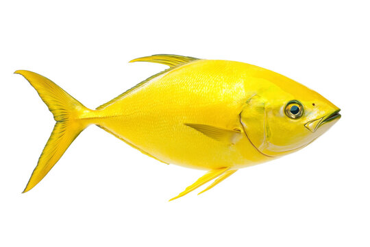 Yellow fish is swimming in the water, isolated