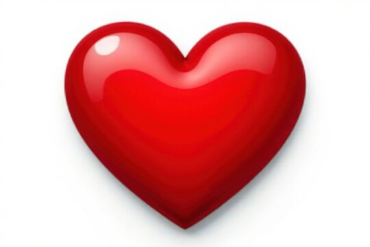 Vibrant red heart sticker, glossy finish, isolated on white , element, texture, symbol