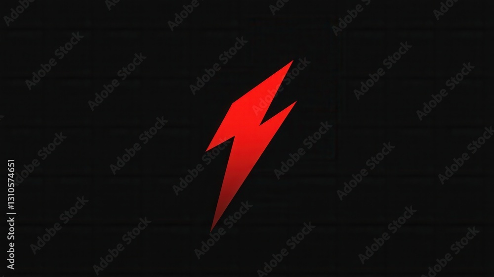 Poster Minimalist red lightning bolt design with bold contrast against black background highlighting power and energy