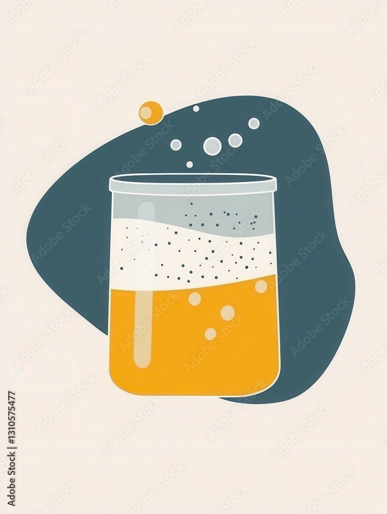 Poster minimalist fermentation logo features abstract jar with bubbles representing probiotic food branding