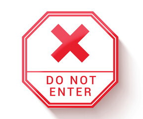 Do not enter sign icon clipart. No entry symbol clip art in red octagon shape white background for safety and security graphic design vector illustration.
