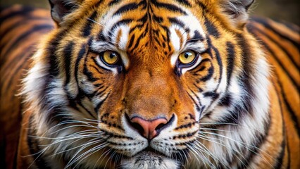 Obraz premium Close-up shot of a tiger's face with intense gaze