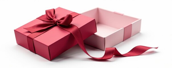 Elegant chocolate box with satin ribbon, isolated on white , chocolate box, present, sweet
