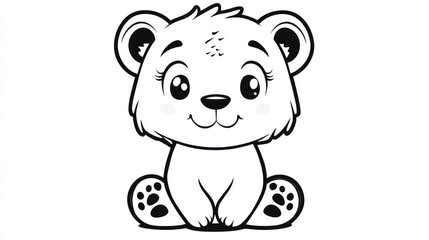 Adorable sitting polar bear illustration with big eyes and a friendly smile