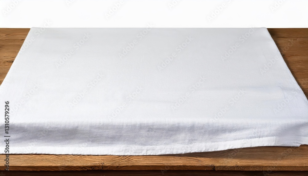 Poster pristine white tablecloth against a clear backdrop, creating an elegant and minimalist atmosphere fo