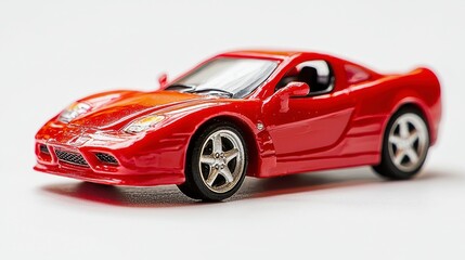 Colorful toy car isolated on a bright white background representing playful imagination and childlike joy in vehicle form