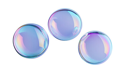 soap bubbles fluid holographic Iridescent 3d render icon isolated on transparent background cutout