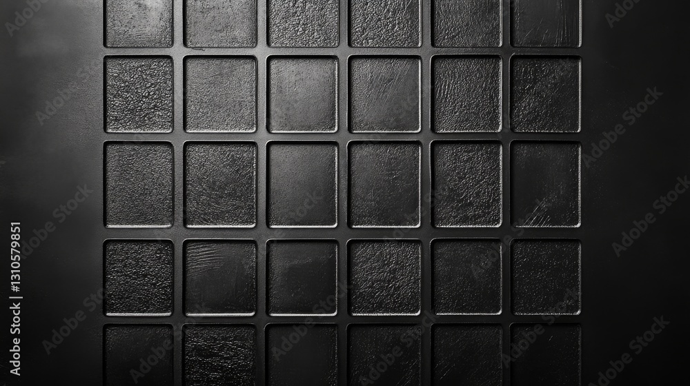 Poster a dark square pattern shows variations in textured materials close up