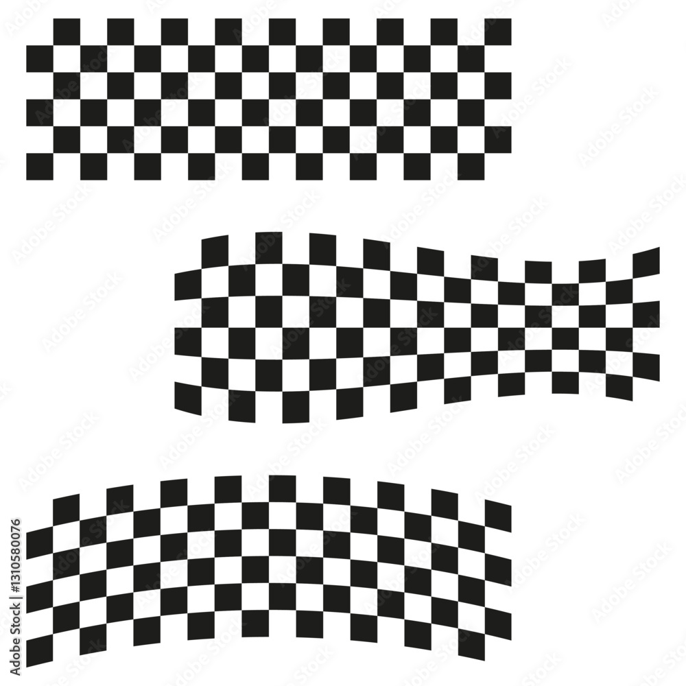 Poster wavy checkerboard pattern. racing flag texture. abstract geometric grid. vector background.